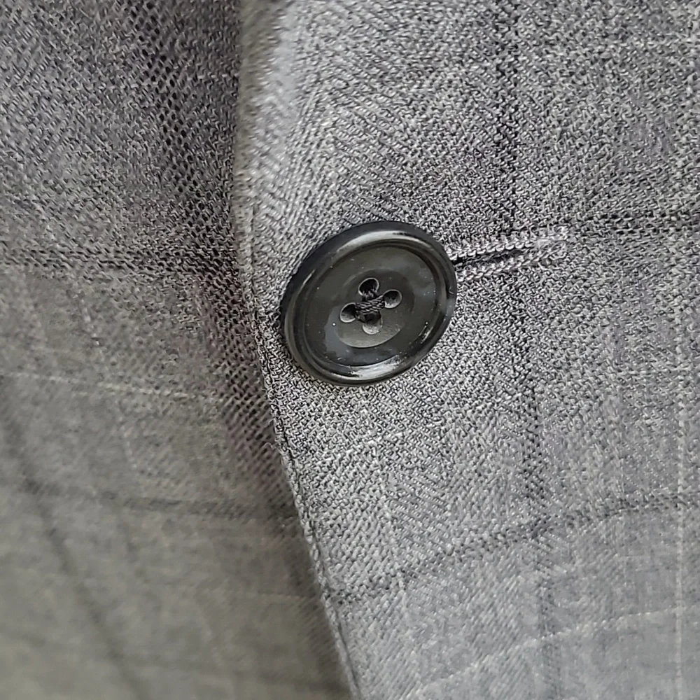HICKEY FREEMAN Beacon Grey Plaid Worsted Wool Silk Blend 38 R Sport Coat Blazer - Picture 4 of 10